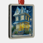 Groot mooi Victoriaans huis met kerst Metalen Ornament (Rechts)