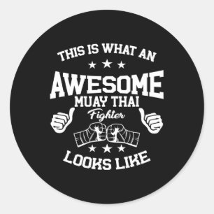Groot Muay Thai-vechtergeschenk Kickboksen Martial Ronde Sticker