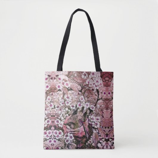 GROOT NEST ONDER PINK WHITE SPRING FLOWERS TOTE BAG (Voorkant)