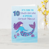 Groot nichtje 10e verjaardag Sparkly look Mermaid Kaart (Gele Bloem)