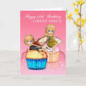 Groot nichtje 14e verjaardag met Schattigee feeën  Kaart (Gele Bloem)