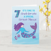 Groot nichtje 7e verjaardag Sparkly Look Zeemeermi Kaart (Gele Bloem)