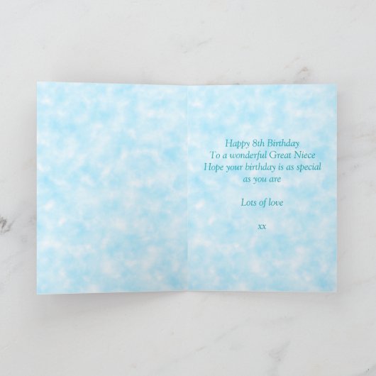 Groot nichtje 8e blauwe fee verjaardag kaart (Binnen)