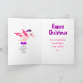 Groot nichtje Happy Christmas Dinosaurus Paarse Kaart (Binnen)