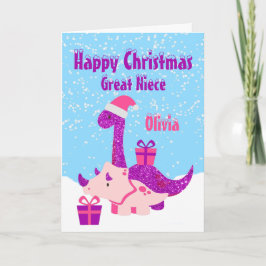 Groot nichtje Happy Christmas Dinosaurus Paarse Kaart