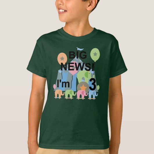 Groot nieuws Circus 3e verjaardag Tshirts en gesch (Voorkant)