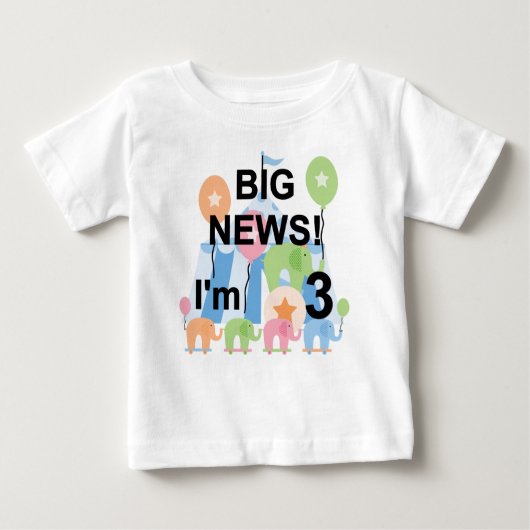 Groot nieuws Circus 3e verjaardag Tshirts en gesch (Voorkant)