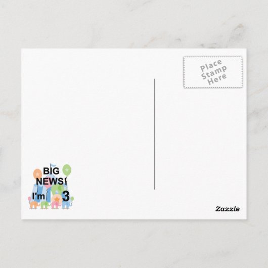 Groot nieuws Circus 3e verjaardag Tshirts en gesch Briefkaart (Achterkant)