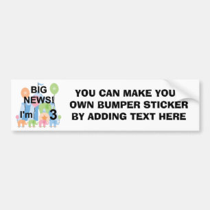 Groot nieuws Circus 3e verjaardag Tshirts en gesch Bumpersticker