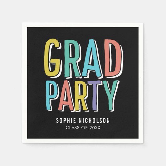 Groot Nieuws EDITABLE KLEUR Afstuderen servetten (Voorkant)