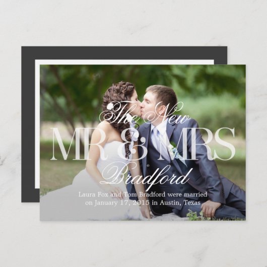 Groot nieuws Trouwaankondiging - Wit Aankondigingskaart (Voorkant / Achterkant)