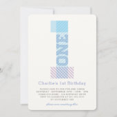 Groot Nummer 1 Stripes Baby Boy 1e Verjaardagsfees Kaart (Voorkant)