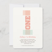 Groot Nummer 1 Stripes Baby Meisje 1e Verjaardagsf Kaart (Voorkant)