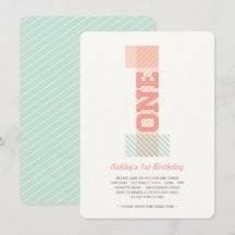 Groot Nummer 1 Stripes Baby Meisje 1e Verjaardagsf