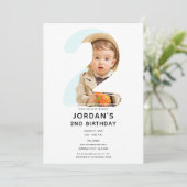 Groot nummer 2 TWEE foto tweede 2e verjaardagsfees Kaart (Staand voorkant)
