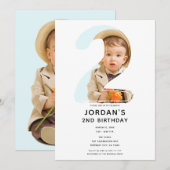Groot nummer 2 TWEE foto tweede 2e verjaardagsfees Kaart (Voorkant / Achterkant)