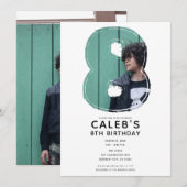 Groot nummer 8 acht foto 8e verjaardagsfeestje kaart (Voorkant / Achterkant)