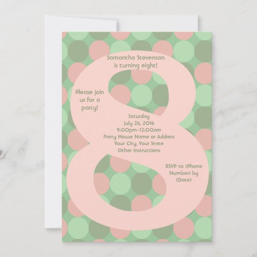 Groot nummer 8 Girl's 8e verjaardag Kaart (Voorkant)