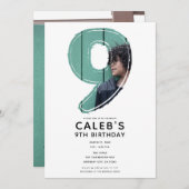 Groot Nummer 9 Negen Foto 9e Verjaardagsfeest Kaart (Voorkant / Achterkant)