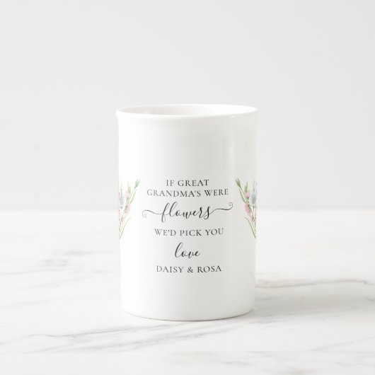 Groot Oma Gedicht  Wildflower Boeket Porselein Kop (Voorkant)