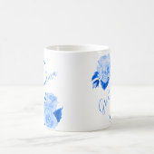 Groot Oma Waterverf Bloemenblauw Roos Koffiemok (Center)