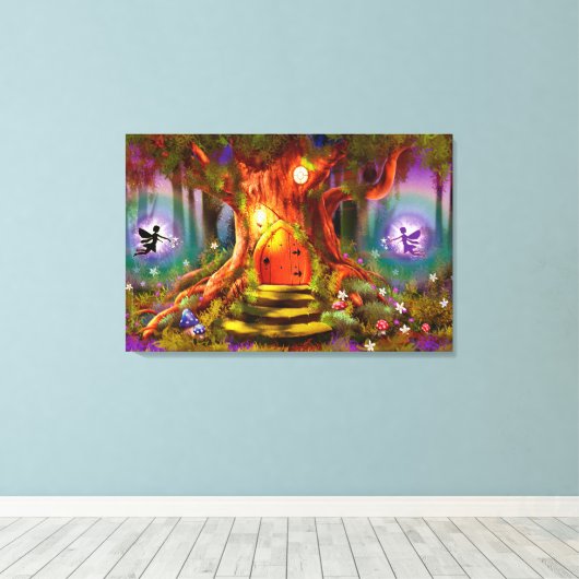 Groot omwikkeld canvas De magische boom (Insitu (Houten vloer))