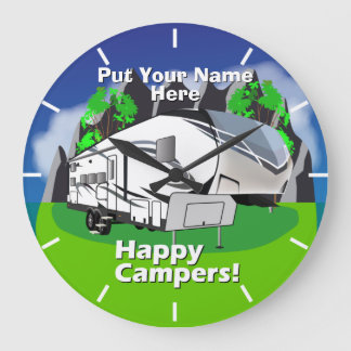 Groot ontwerp Reflection 28bh Happy Campers Grote Klok