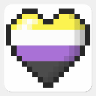 Groot ontwerp van het Hart van het Pixel in niet-B Vierkante Sticker