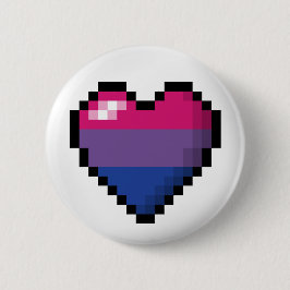 Groot ontwerp van het Pixel-hart in Bisexual Pride Ronde Button 5,7 Cm