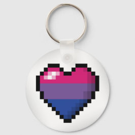 Groot ontwerp van het Pixel-hart in Bisexual Pride Sleutelhanger