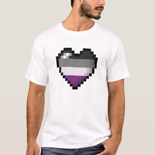 Groot ontwerp van het Pixelhart in de aseksuele Pr T-shirt (Voorkant)