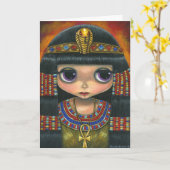 Groot Oog Cleopatra met het Hoofddeksel en Ankh Kaart (Gele Bloem)
