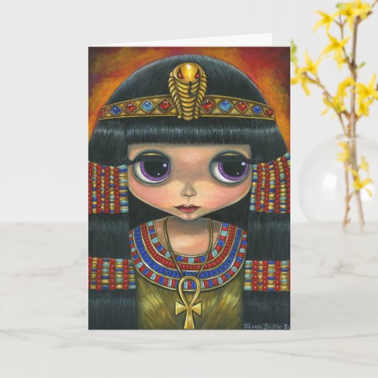 Groot Oog Cleopatra met het Hoofddeksel en Ankh Kaart (Gele Bloem)