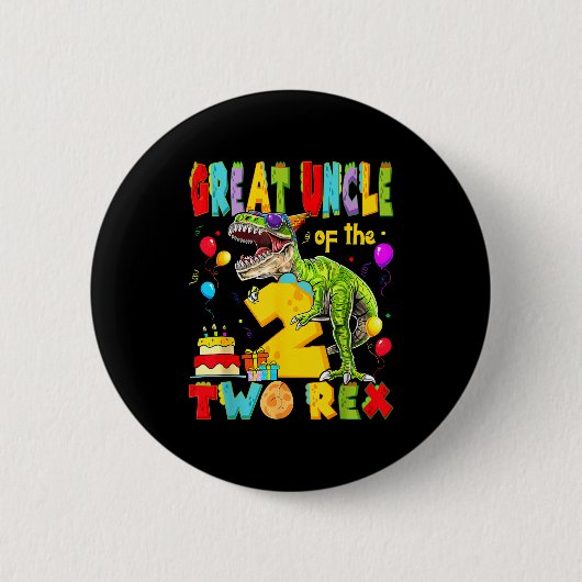 Groot-oom van de twee rex 2de verjaardagsfeest jon ronde button 5,7 cm (Voorkant)