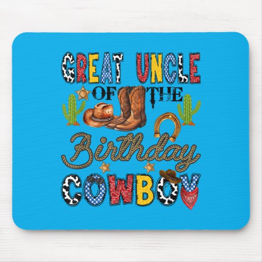 Groot-oom van de verjaardagscowboy western muismat (Voorkant)
