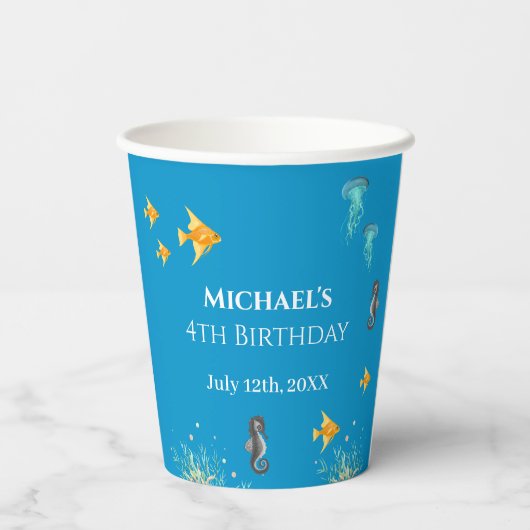 Groot op de vierde plaats onder het Zee, geboorted Papieren Bekers (Achterkant)