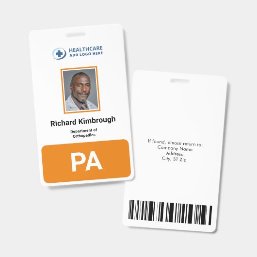 Groot op maat gemaakt medisch arts assistent foto badge (Voor- en achterkant)