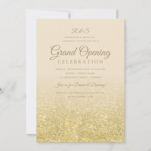 Groot Open Gold Glam Glitter Cream Kaart (Voorkant)