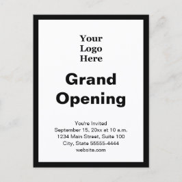 Groot openingsbedrijfslogo Zwart Wit Uitnodiging