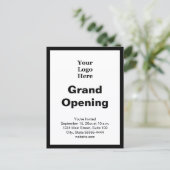 Groot openingsbedrijfslogo Zwart Wit Uitnodiging (Staand voorkant)