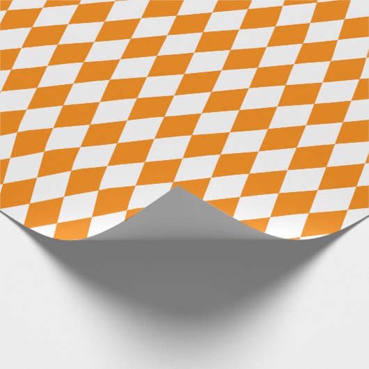 Groot Oranje en wit Harlequin Wrapping Paper Cadeaupapier (Hoek)