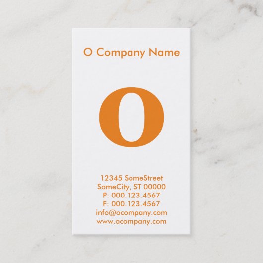 groot oranje monogram visitekaartje (Voorkant)