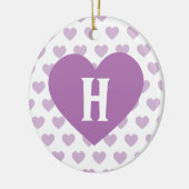 Groot orchidee Paars hart - Monogram Keramisch Ornament (Links)