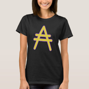 Groot Paars Cardano's Ada Symbool Met Gele Streep T-shirt