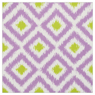 Groot Paars groen Ikat Diamonds-patroon Stof
