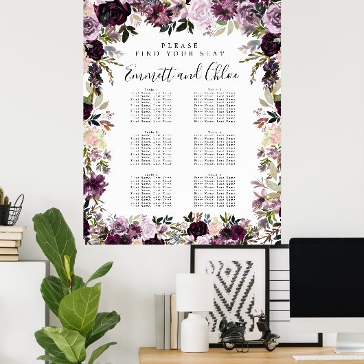 Groot Paars roze 6-tabel zeepijpdiagram Poster (Thuiskantoor)