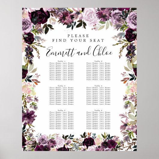 Groot Paars roze 6-tabel zeepijpdiagram Poster (Voorkant)