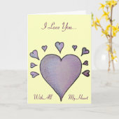 groot paarse hart kleine harten kaart (Gele Bloem)