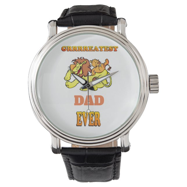Groot pap  lederen horloge (Voorkant)