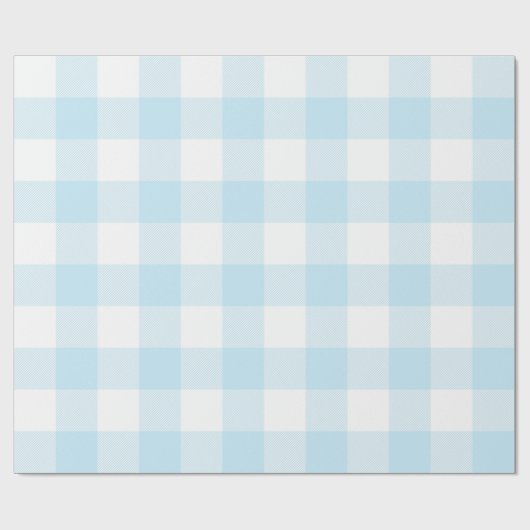 Groot pastblauw en wit gingham cadeaupapier (Vlak)